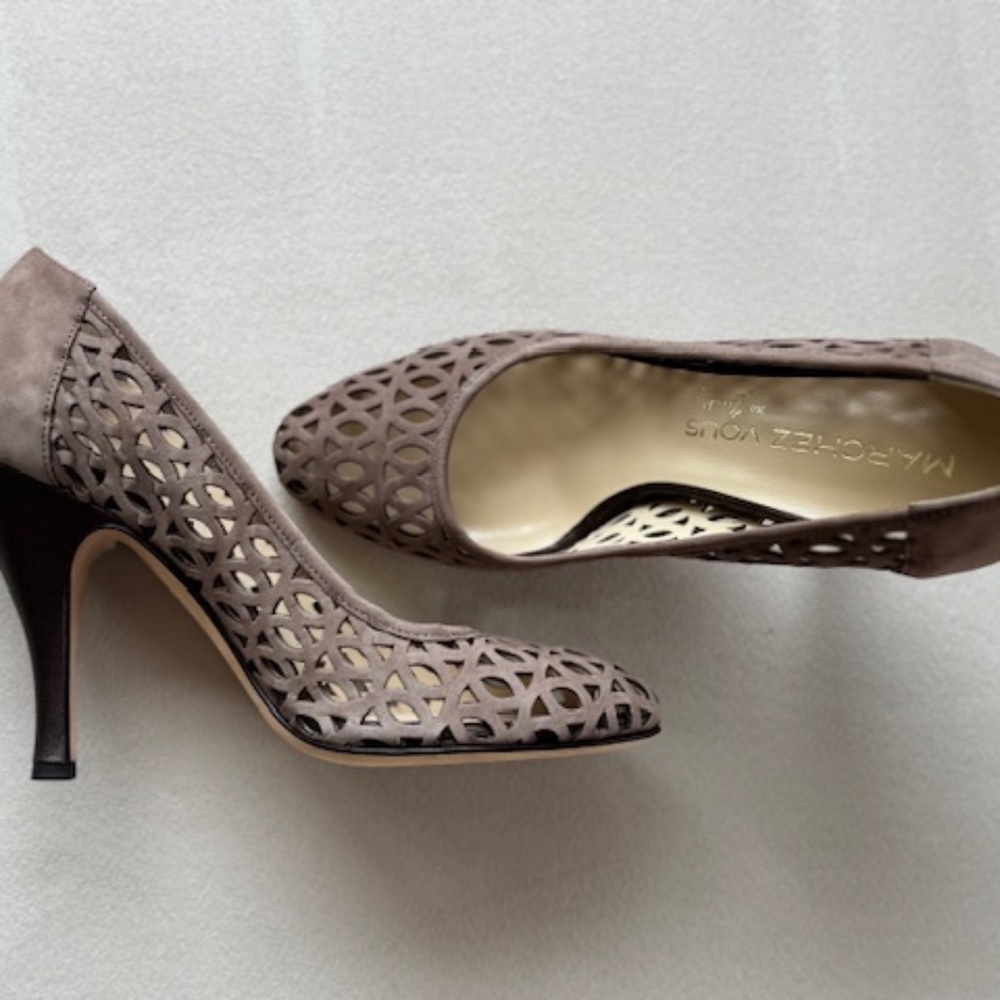 Marchez Vous by Yardley Taupe - Cutout Stiletto Pumps - Size 7.5 - Like New